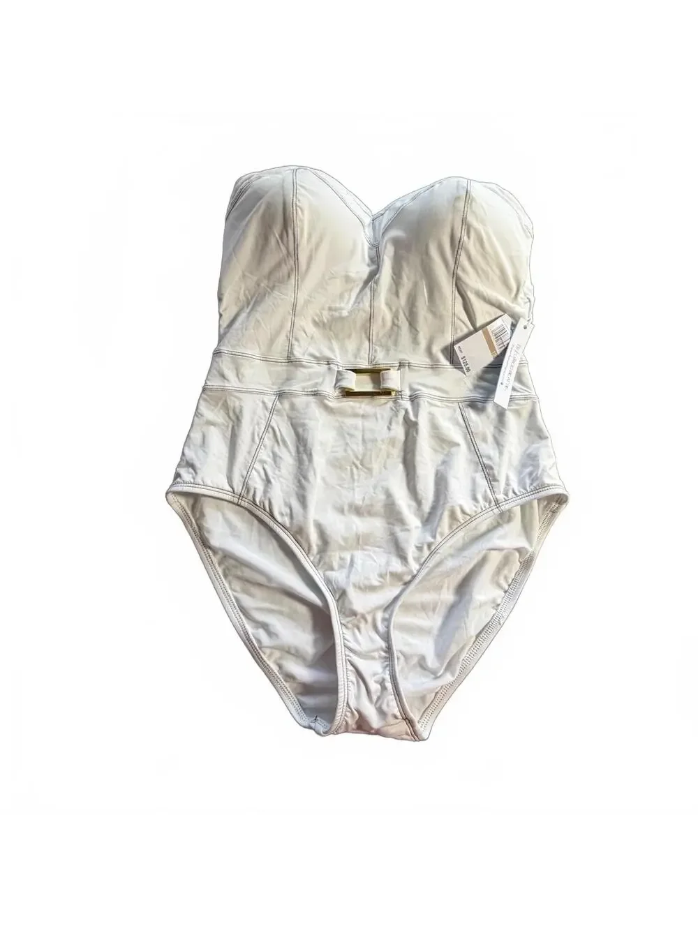 BLEU ROD BEATTIE size 12 white bandeau one piece strapless Bandeau Swimsuit NWT